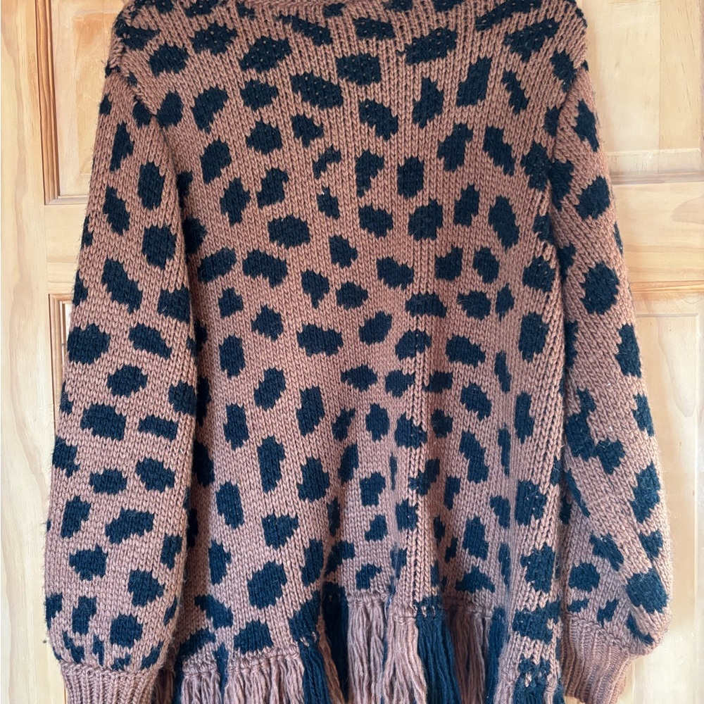 Farm Rio Tan and Black Patterned Turtleneck Sweater Lion Print - Picture 2 of 5